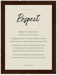Respect Word of Intention Framed print 13x18 cm / 5x7″ Dark wood frame Linen paper