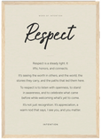 Respect Word of Intention Framed print A3 (29.7 x 42 cm) Wood frame Linen paper