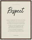 Respect Word of Intention Framed print 40x50 cm / 16x20″ Dark wood frame Linen paper