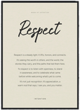 Respect Word of Intention Framed print 50x70 cm / 20x28″ Black frame Linen paper