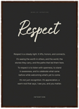 Respect Word of Intention Framed print 50x70 cm / 20x28″ Dark wood frame Carbon paper