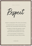 Respect Word of Intention Framed print A1 (59.4 x 84.1 cm) Dark wood frame Linen paper