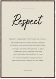 Respect Word of Intention Framed print 70x100 cm / 28x40″ Dark wood frame Linen paper
