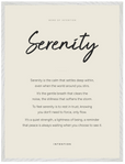 Serenity Word of Intention Framed print 60x80 cm / 24x32″ White frame Linen paper