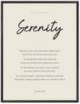 Serenity Word of Intention Framed print 60x80 cm / 24x32″ Black frame Linen paper