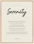 Serenity Word of Intention Framed print 60x80 cm / 24x32″ Wood frame Linen paper