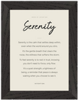 Serenity Word of Intention Framed print 13x18 cm / 5x7″ Black frame Linen paper