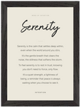 Serenity Word of Intention Framed print 21x29.7 cm / 8x12" Black frame Linen paper