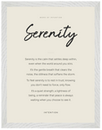 Serenity Word of Intention Framed print 30x40 cm / 12x16″ White frame Linen paper