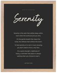 Serenity Word of Intention Framed print 30x40 cm / 12x16″ Wood frame Carbon paper