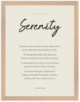 Serenity Word of Intention Framed print 30x40 cm / 12x16″ Wood frame Linen paper