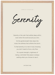 Serenity Word of Intention Framed print A2 (42 x 59.4 cm) Wood frame Linen paper