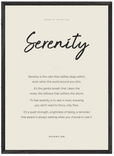 Serenity Word of Intention Framed print 50x70 cm / 20x28″ Black frame Linen paper