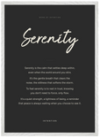 Serenity Word of Intention Framed print 50x70 cm / 20x28″ White frame Carbon paper