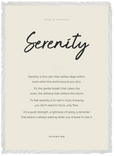 Serenity Word of Intention Framed print 50x70 cm / 20x28″ White frame Linen paper