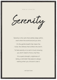 Serenity Word of Intention Framed print 70x100 cm / 28x40″ Black frame Linen paper