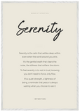 Serenity Word of Intention Framed print 70x100 cm / 28x40″ White frame Linen paper