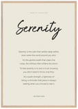 Serenity Word of Intention Framed print 70x100 cm / 28x40″ Wood frame Linen paper