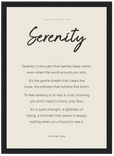 Serenity Word of Intention Framed print 21x29.7 cm / 8x12" Black frame Linen paper