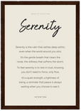 Serenity Word of Intention Framed print 21x29.7 cm / 8x12" Dark wood frame Linen paper