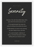 Serenity Word of Intention Framed print 21x29.7 cm / 8x12" White frame Carbon paper