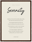 Serenity Word of Intention Framed print 30x40 cm / 12x16″ Dark wood frame Linen paper