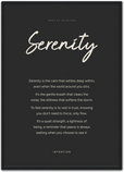 Serenity Word of Intention Framed print A2 (42 x 59.4 cm) Black frame Carbon paper