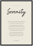 Serenity Word of Intention Framed print A2 (42 x 59.4 cm) Black frame Linen paper