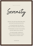 Serenity Word of Intention Framed print A2 (42 x 59.4 cm) Dark wood frame Linen paper