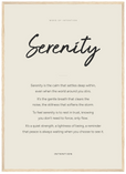 Serenity Word of Intention Framed print 50x70 cm / 20x28″ Wood frame Linen paper