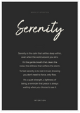 Serenity Word of Intention Framed print 70x100 cm / 28x40″ White frame Carbon paper