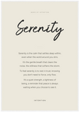 Serenity Word of Intention Framed print 70x100 cm / 28x40″ White frame Linen paper