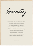 Serenity Word of Intention Framed print 70x100 cm / 28x40″ Wood frame Linen paper