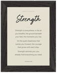 Strength Word of Intention Framed print 21x29.7 cm / 8x12" Black frame Linen paper