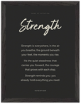 Strength Word of Intention Framed print 30x40 cm / 12x16″ Black frame Carbon paper