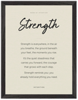 Strength Word of Intention Framed print 30x40 cm / 12x16″ Black frame Linen paper