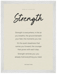 Strength Word of Intention Framed print 30x40 cm / 12x16″ White frame Linen paper