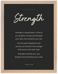 Strength Word of Intention Framed print 30x40 cm / 12x16″ Wood frame Carbon paper