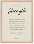 Strength Word of Intention Framed print 30x40 cm / 12x16″ Wood frame Linen paper