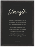 Strength Word of Intention Framed print A3 (29.7 x 42 cm) Black frame Carbon paper