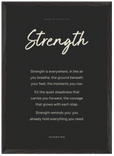 Strength Word of Intention Framed print A2 (42 x 59.4 cm) Black frame Carbon paper