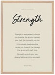 Strength Word of Intention Framed print A2 (42 x 59.4 cm) Wood frame Linen paper