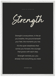 Strength Word of Intention Framed print 50x70 cm / 20x28″ White frame Carbon paper