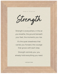 Strength Word of Intention Framed print 50x70 cm / 20x28″ Wood frame Linen paper