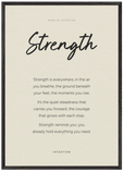 Strength Word of Intention Framed print A1 (59.4 x 84.1 cm) Black frame Linen paper