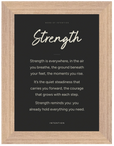 Strength Word of Intention Framed print A1 (59.4 x 84.1 cm) Wood frame Carbon paper