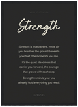 Strength Word of Intention Framed print A3 (29.7 x 42 cm) Black frame Carbon paper