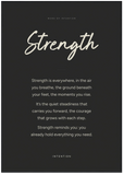Strength Word of Intention Framed print 70x100 cm / 28x40″ Black frame Carbon paper