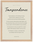 Transcendence Word of Intention Framed print 30x40 cm / 12x16″ Wood frame Linen paper