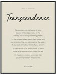 Transcendence Word of Intention Framed print 60x80 cm / 24x32″ Black frame Linen paper